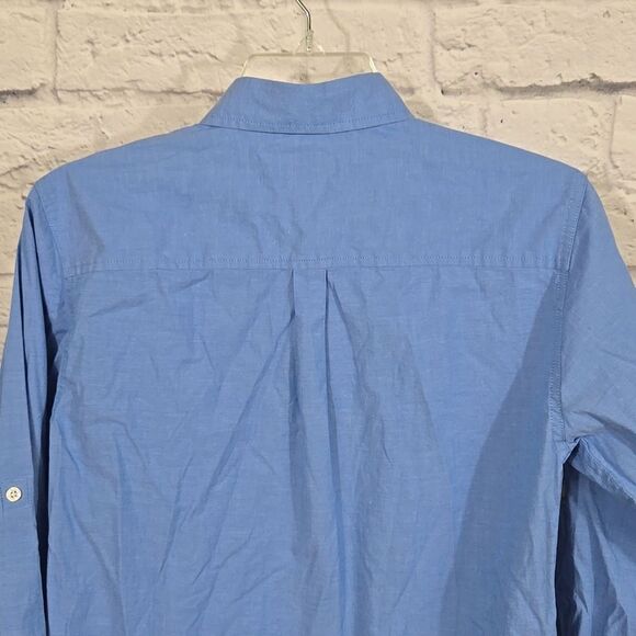 Chaps Boys 14/16 Blue Point Collar Long Sleeve Dress Shirt Formal Wedding Dressy - Picture 7 of 7